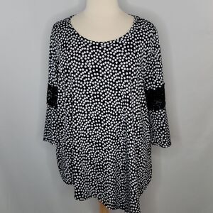 New Directions Black and White Polka Dot Top-